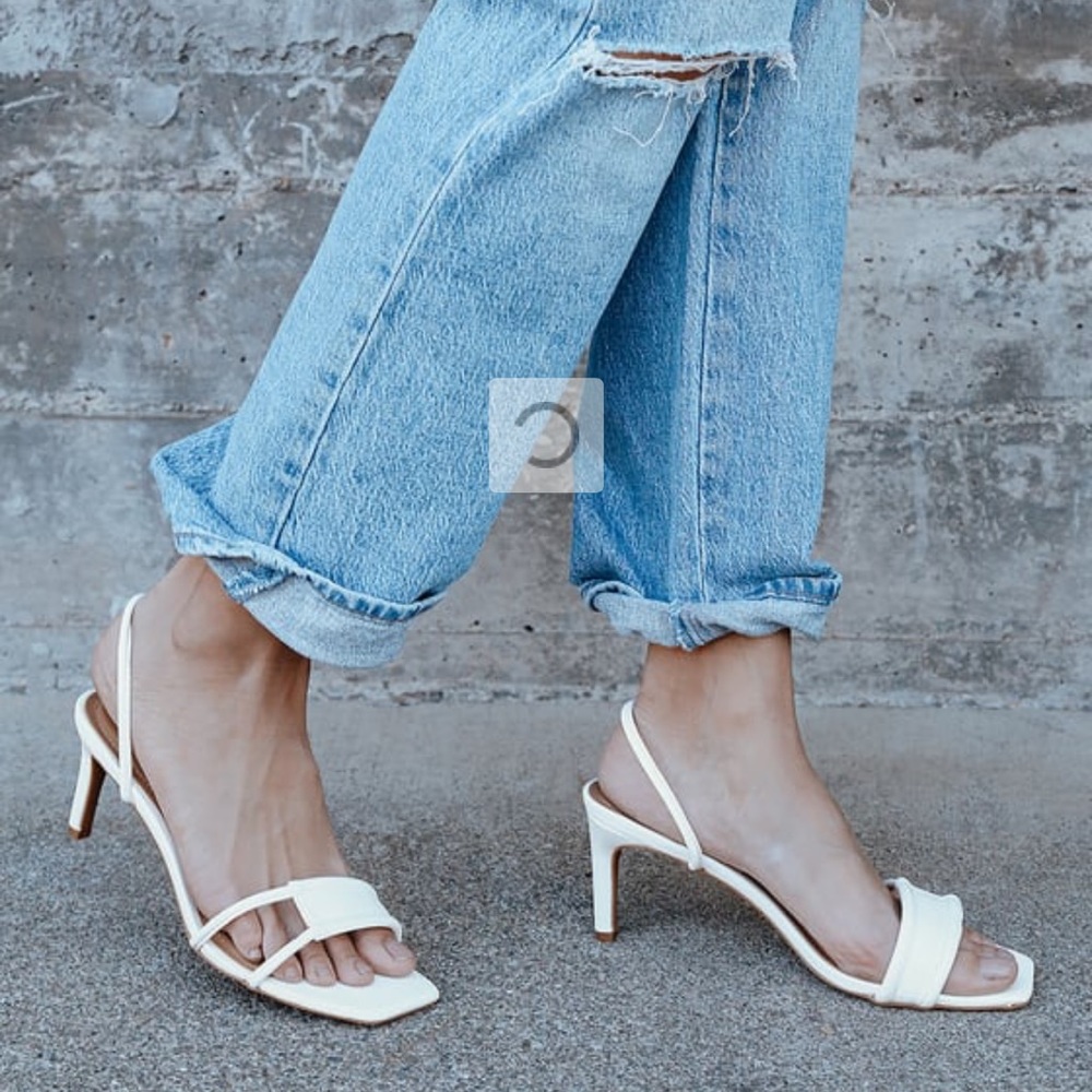 NEW Lulus Norah White Square-Toe High Heel Sandals